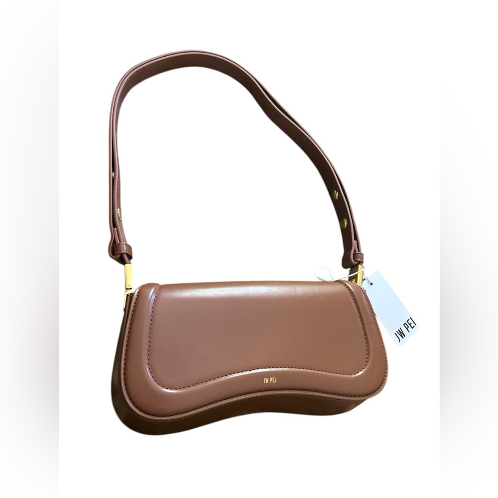 NWT JW Pei Brown Vegan Leather Joy Shoulder Bag Minimalist Neutral